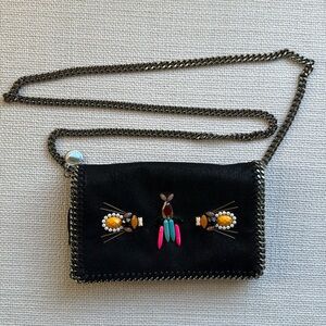 Stella McCartney Falabella Black Faux-Leather Beaded Embroidered Crossbody Bag